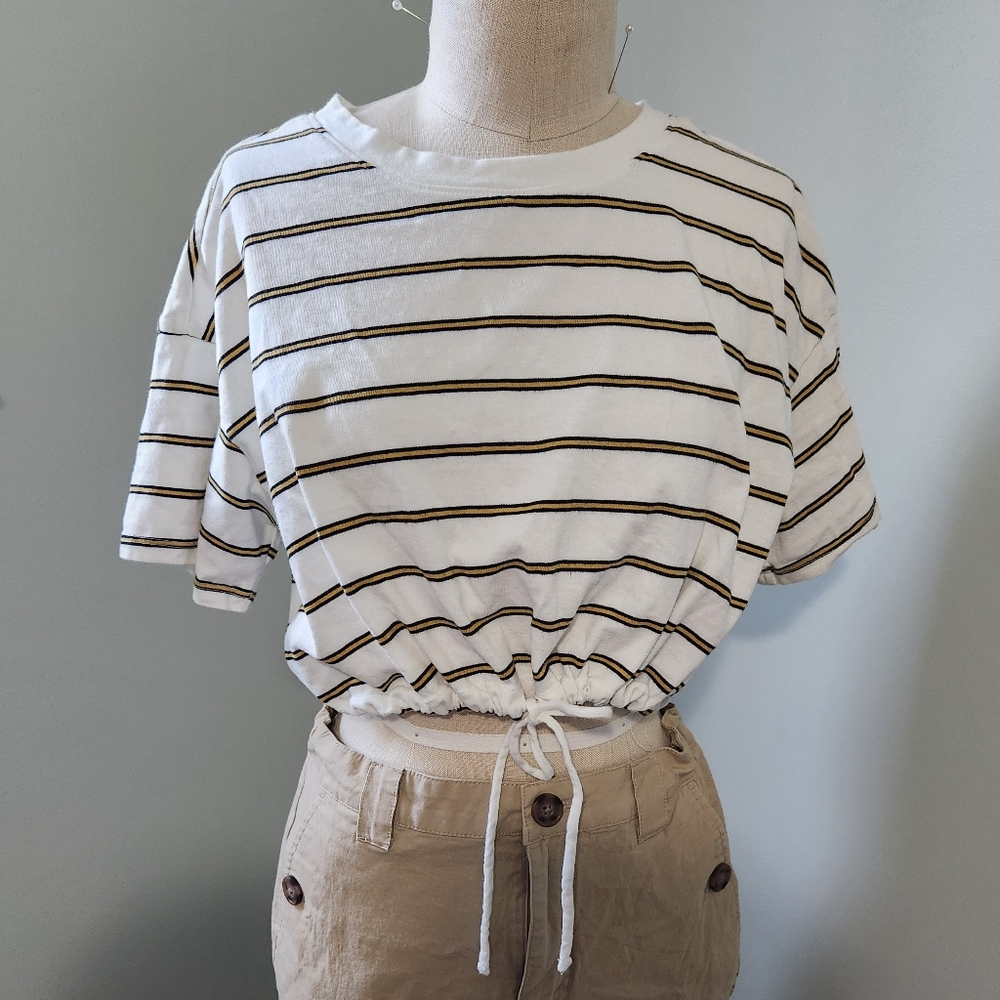 Striped White and Black Women's Top